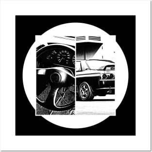 NISSAN SKYLINE GT-R R32 Black 'N White 5 (Black Version) Posters and Art